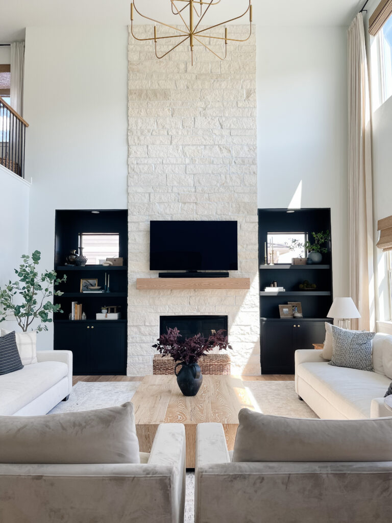 Living room with tall ceiling